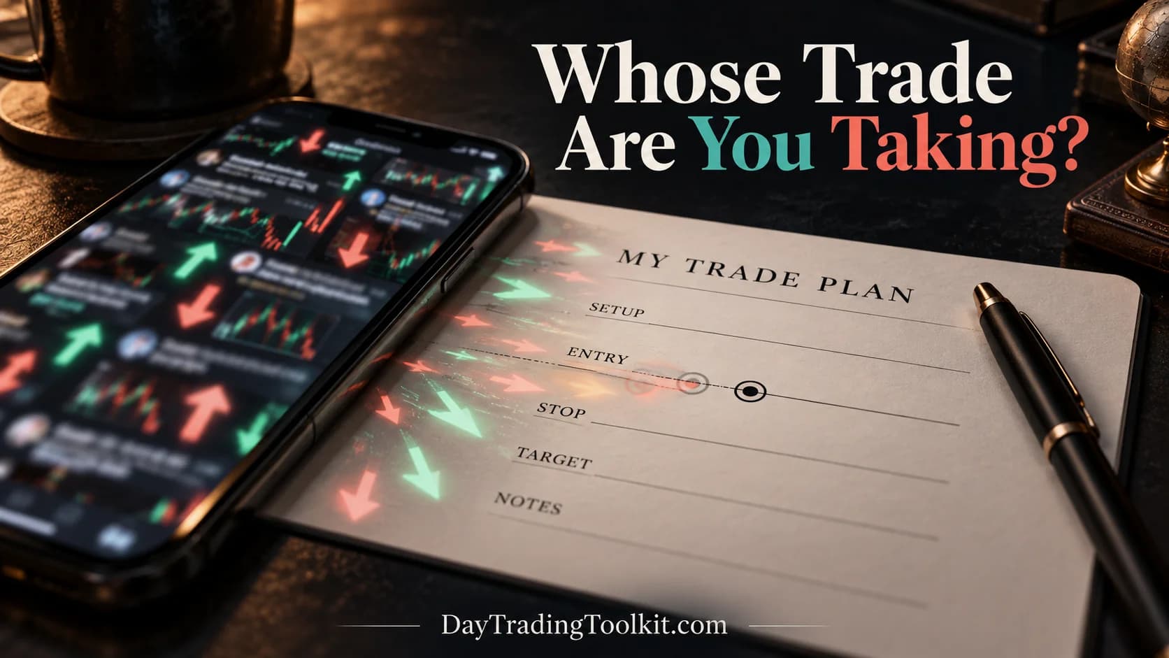 A crowd of faint repeated trade arrows converges on one clear personal plan.