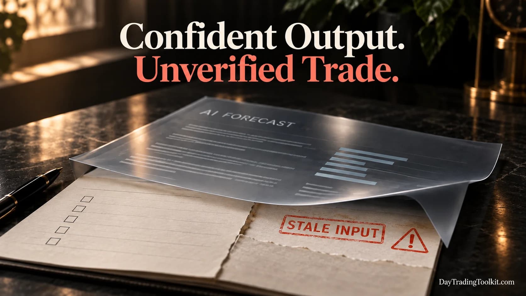 A polished translucent forecast sheet obscures a faint timestamp and broken input line beneath it.