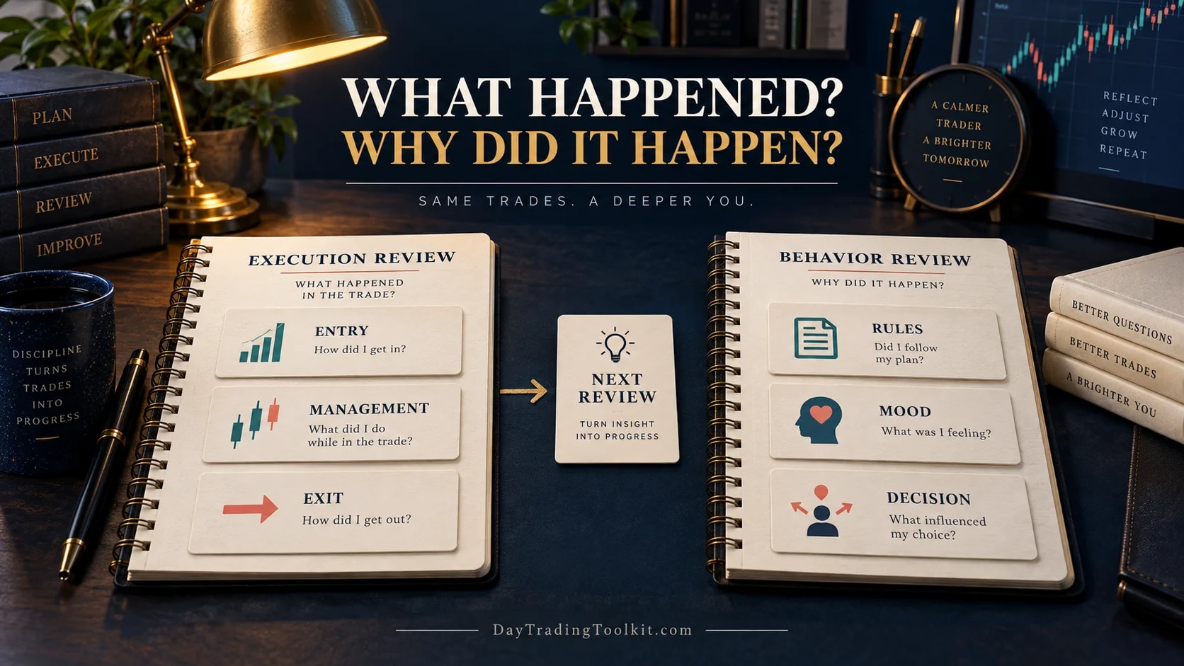 Execution review questions compared with behavioral review questions.