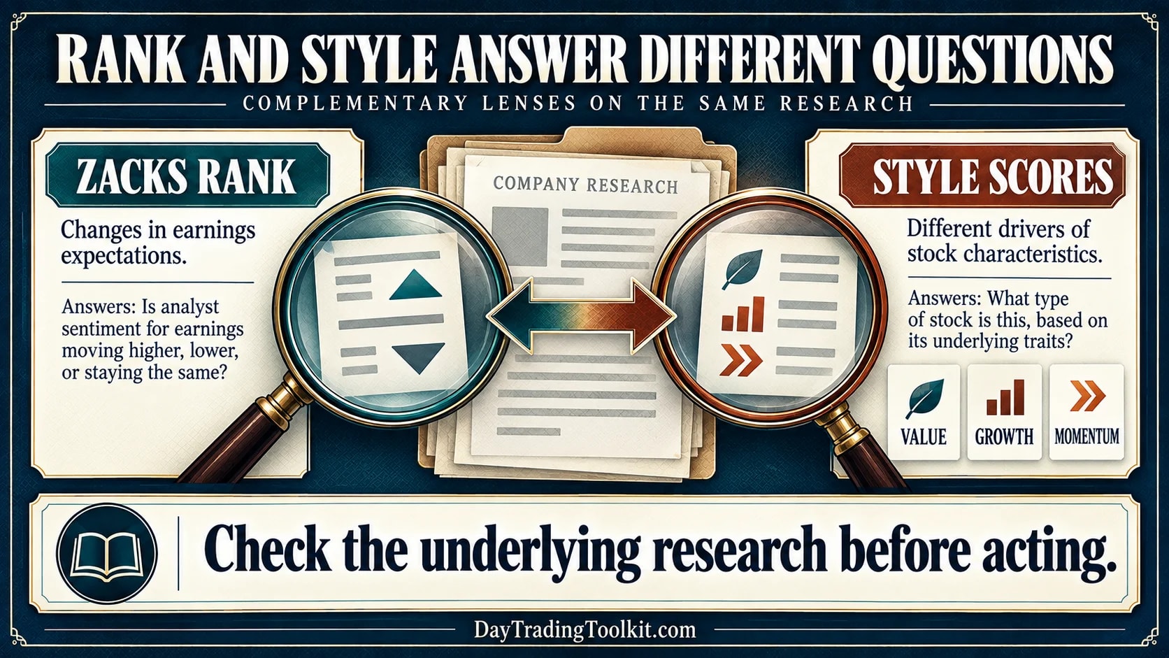 Zacks Rank examines changing earnings expectations; Style Scores separately describe value, growth, and momentum characteristics.