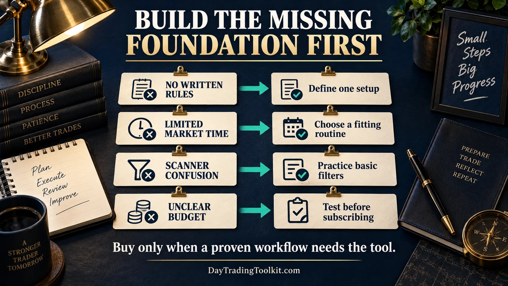 Foundational trading practice steps before buying advanced software.