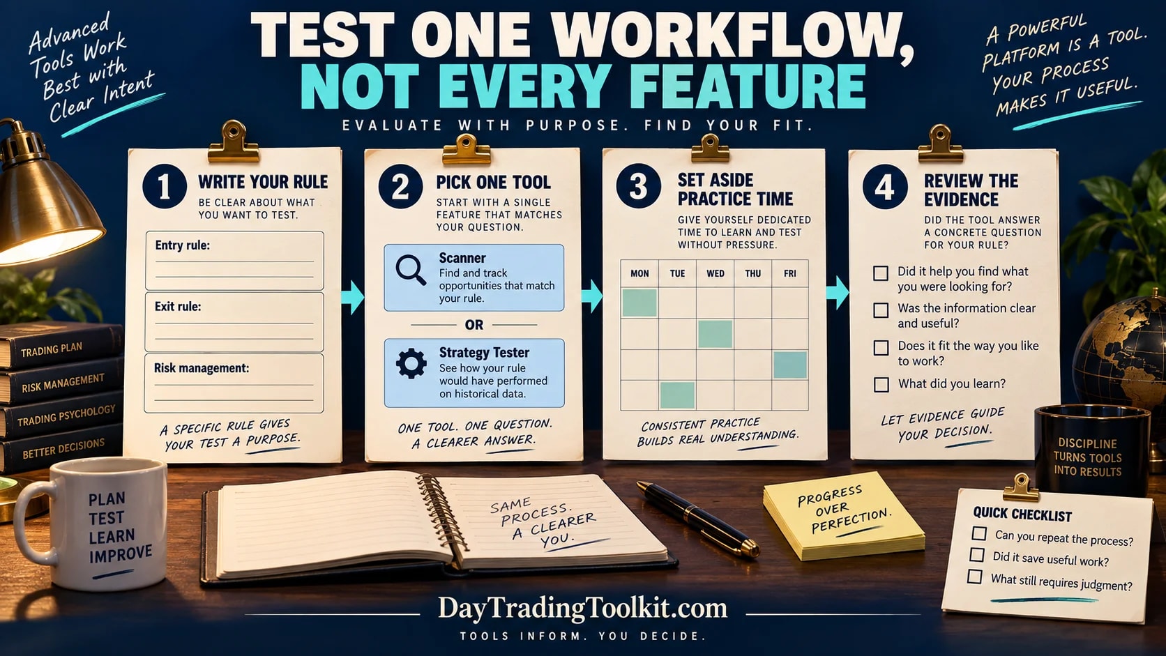 A focused TrendSpider trial starts with one workflow, tests it, and reviews the result.