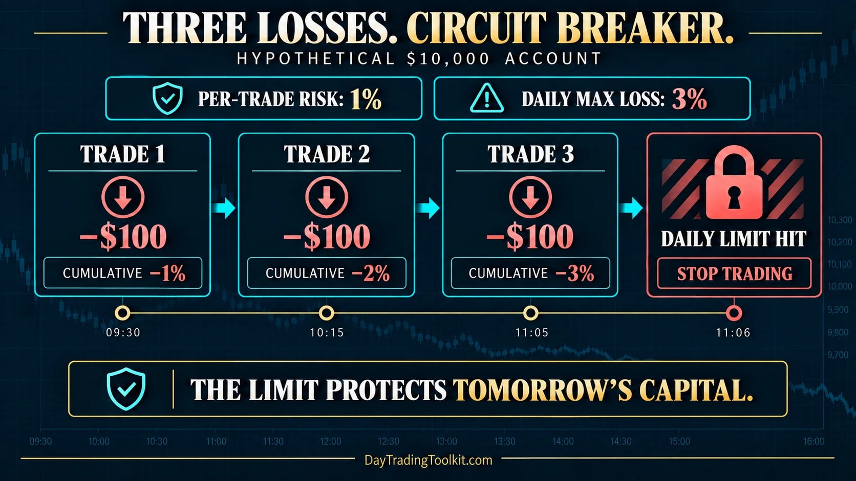 Three one-percent trading losses reaching a three-percent daily maximum loss