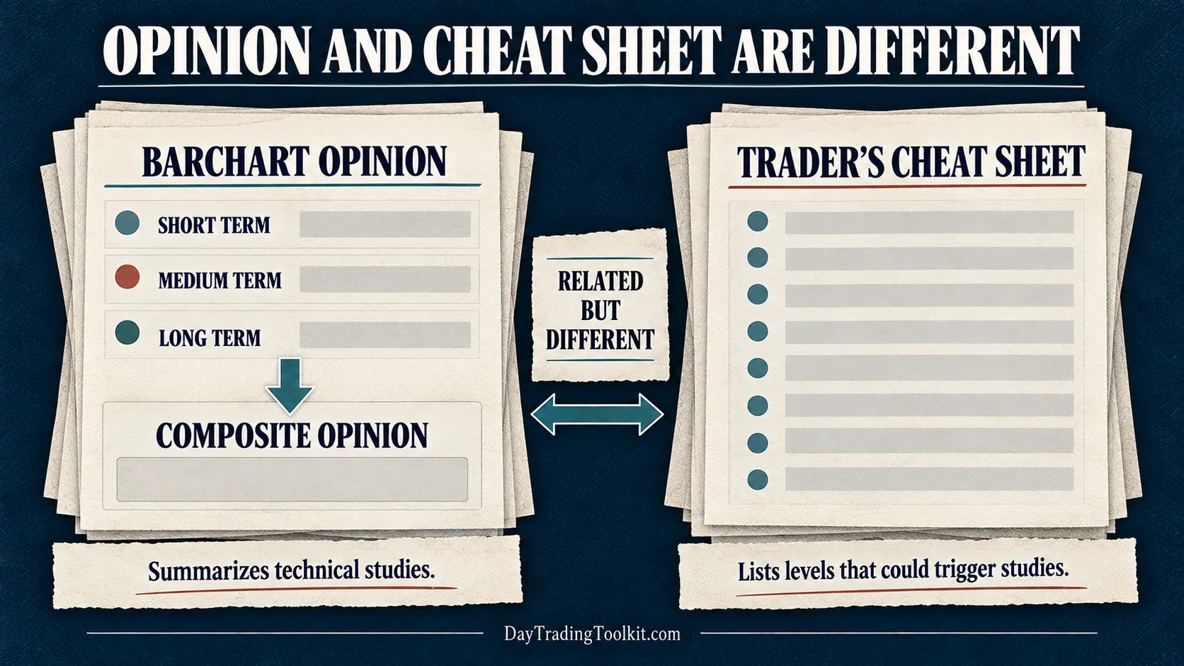 Barchart Opinion summarizes technical studies while the Trader’s Cheat Sheet lists projected levels that could trigger technical studies.