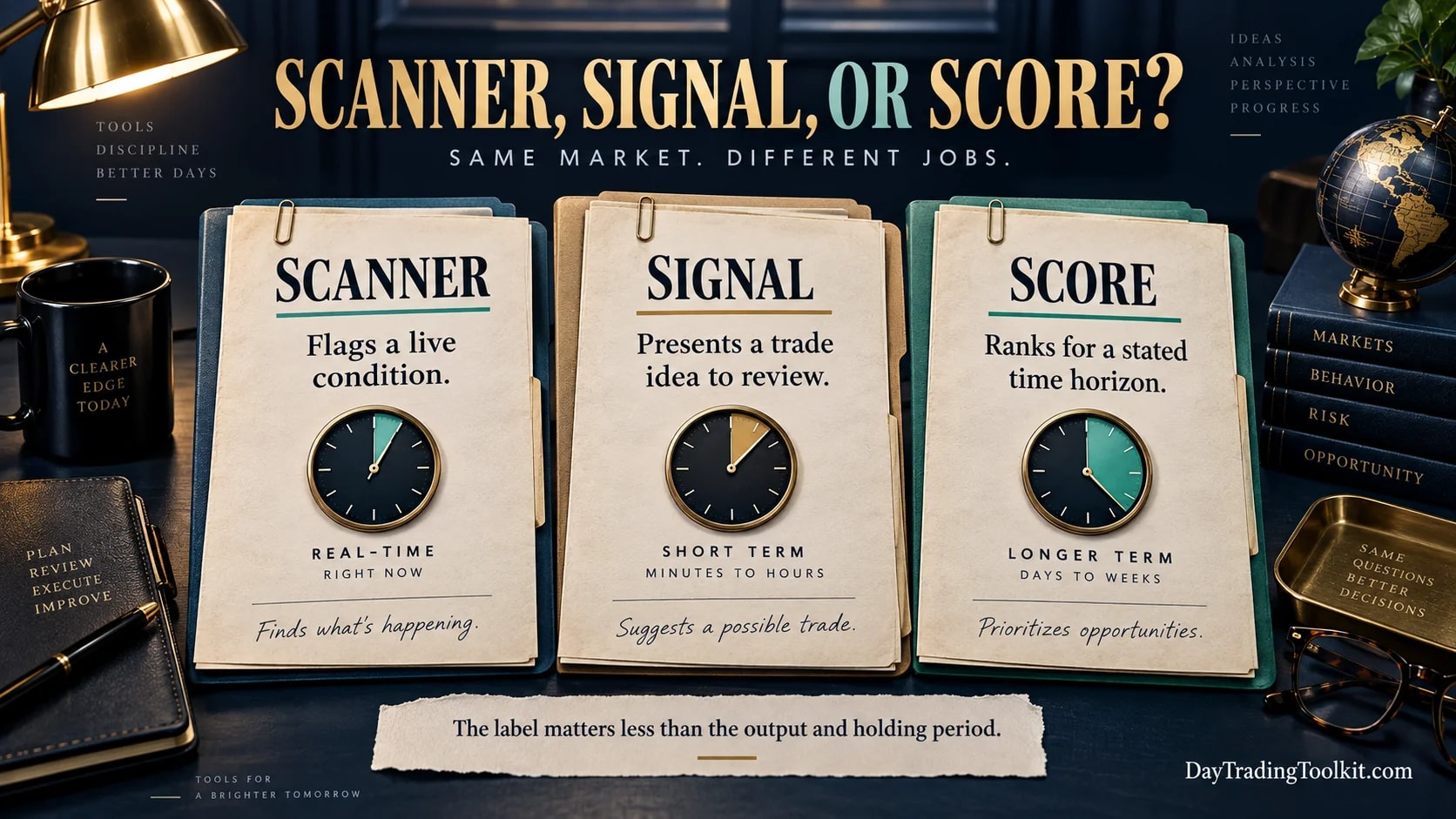 Scanner, signal, and ranking score defined by the output each provides.