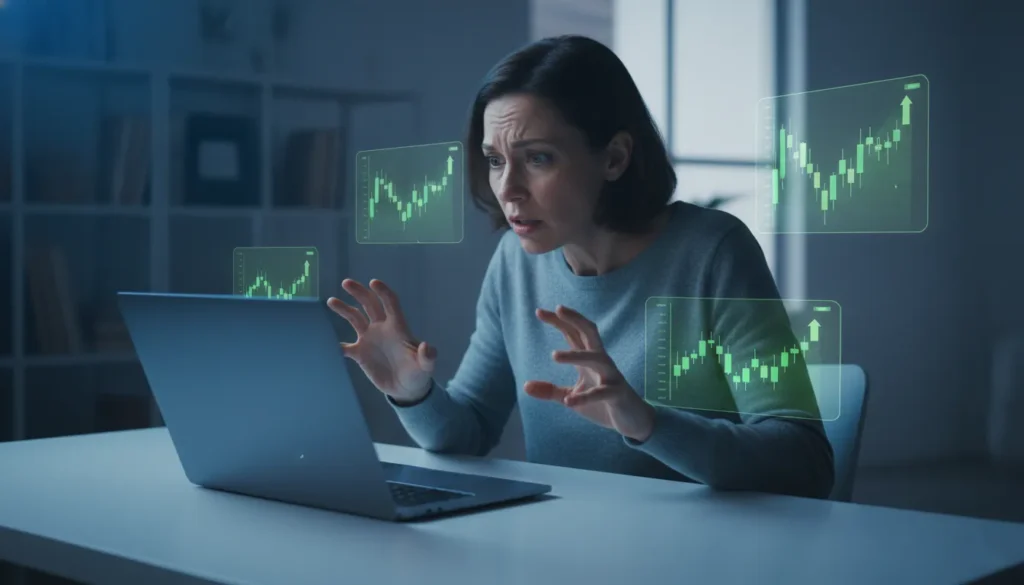 Trader frozen with analysis paralysis unable to execute perfect trading setups due to fear
