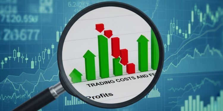 Magnifying glass showing hidden trading fees