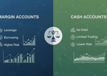Side-by-side comparison chart showing margin vs cash accounts for day trading