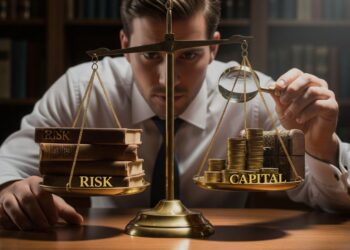 Position sizing concept showing risk vs capital balance