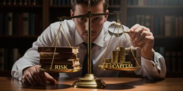 Position sizing concept showing risk vs capital balance