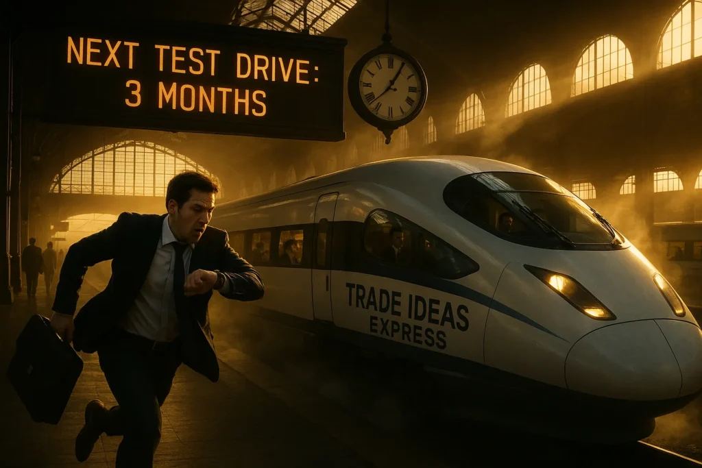 Trade Ideas test drive quarterly schedule - limited time opportunity every 3-4 months like catching the last train